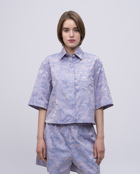 Off-White Фіолетова сорочка у візерунок в стилі фрески OWGG006S25FAB001