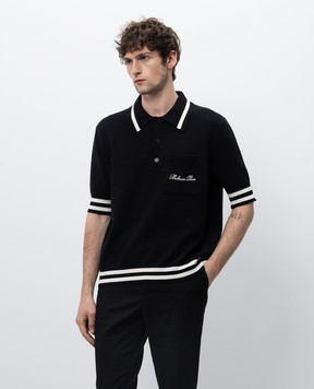 Balmain Черное поло с вышивкой логотипа DH1GB045KF96