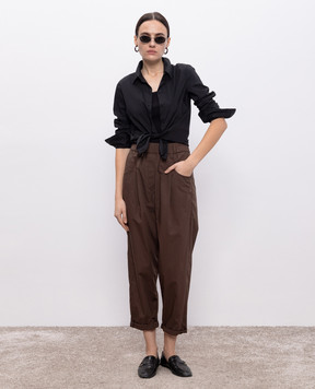 Brunello Cucinelli Чорний топ в рубчик з ланцюжком моніль ML171HE200