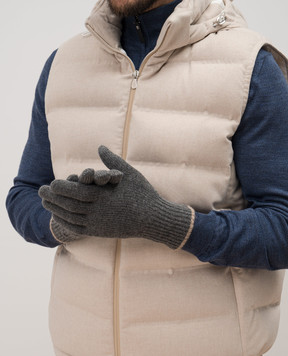 Brunello Cucinelli Серые перчатки из кашемира с окантовкой M2293118