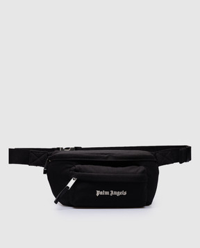 Palm Angels Черная поясная сумка FANNY PACK с контрастной вышивкой логотипа PMNO009S24FAB001