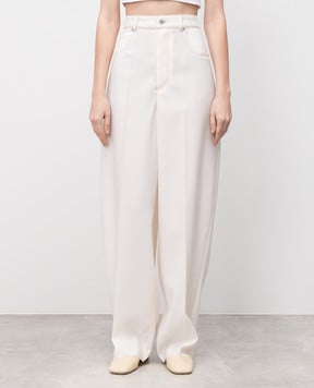 Bottega Veneta Бежевые брюки из шерсти 825519V0B30