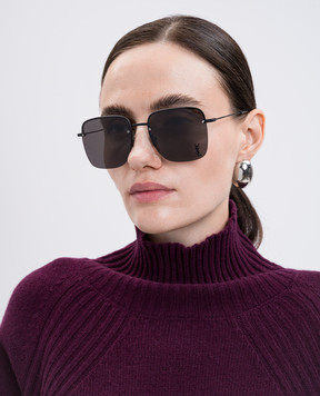 Saint Laurent Чорні сонцезахисні окуляри з монограмою логотипа 652363Y9902