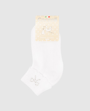 RiminiVeste Детские белые носки Coccoli с кристаллами LOLLO3FS