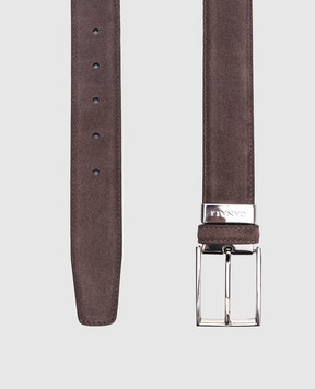 Canali Коричневый замшевый ремень с гравировкой логотипа. KB0047750C