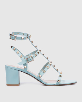 Valentino Зелені шкіряні босоніжки з пірамідками Rockstud 6W2S0491VBP