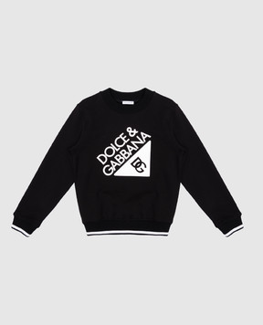 Dolce&Gabbana Дитячий чорний світшот з фактурним принтом логотипа L4JWKDG7O6N812+