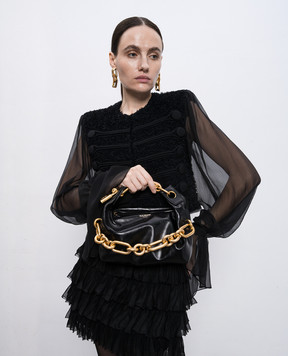 Balmain Чорна шкіряна глянцева сумка Sync FN1AD001LBFO