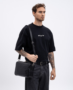 Bottega Veneta Чорна шкіряна сумка з плетінням 755925V2HL1