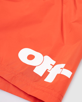 Off-White Детские оранжевые шорты для плавания с принтом логотипа OBFA001S25FAB001