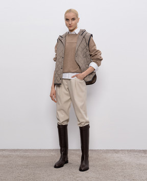 Brunello Cucinelli Коричневий джемпер з кашеміру з ланцюжком моніль M12212600P