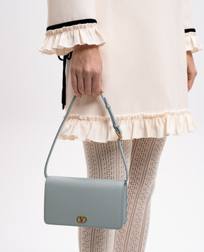 Valentino Зелена шкіряна сумка крос-боді з металевою емблемою VLogo Signature 6W2P0AK8SNP