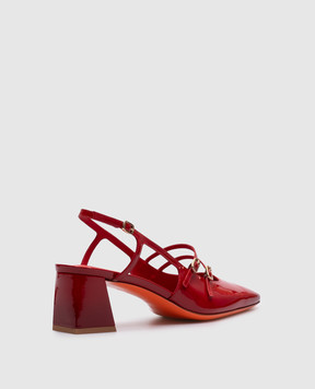 Santoni Красные кожаные лакированные слингбеки WDMN71429HA2TVAA