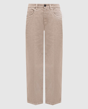 Brunello Cucinelli Бежеві джинси з патчем логотипа MPH81P4008