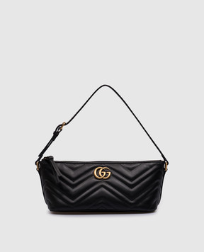 Gucci Чорна шкіряна сумка з металевим  логотипом GG 739166AABZB