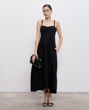 Jil Sander Чорна сукня міді з шовком J04CT0113J70013