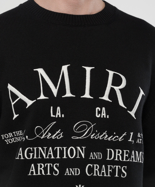 AMIRI Черный свитер ARTS DISTRICT CREW с контрастной вышивкой AMKNCW1022 изображение 5