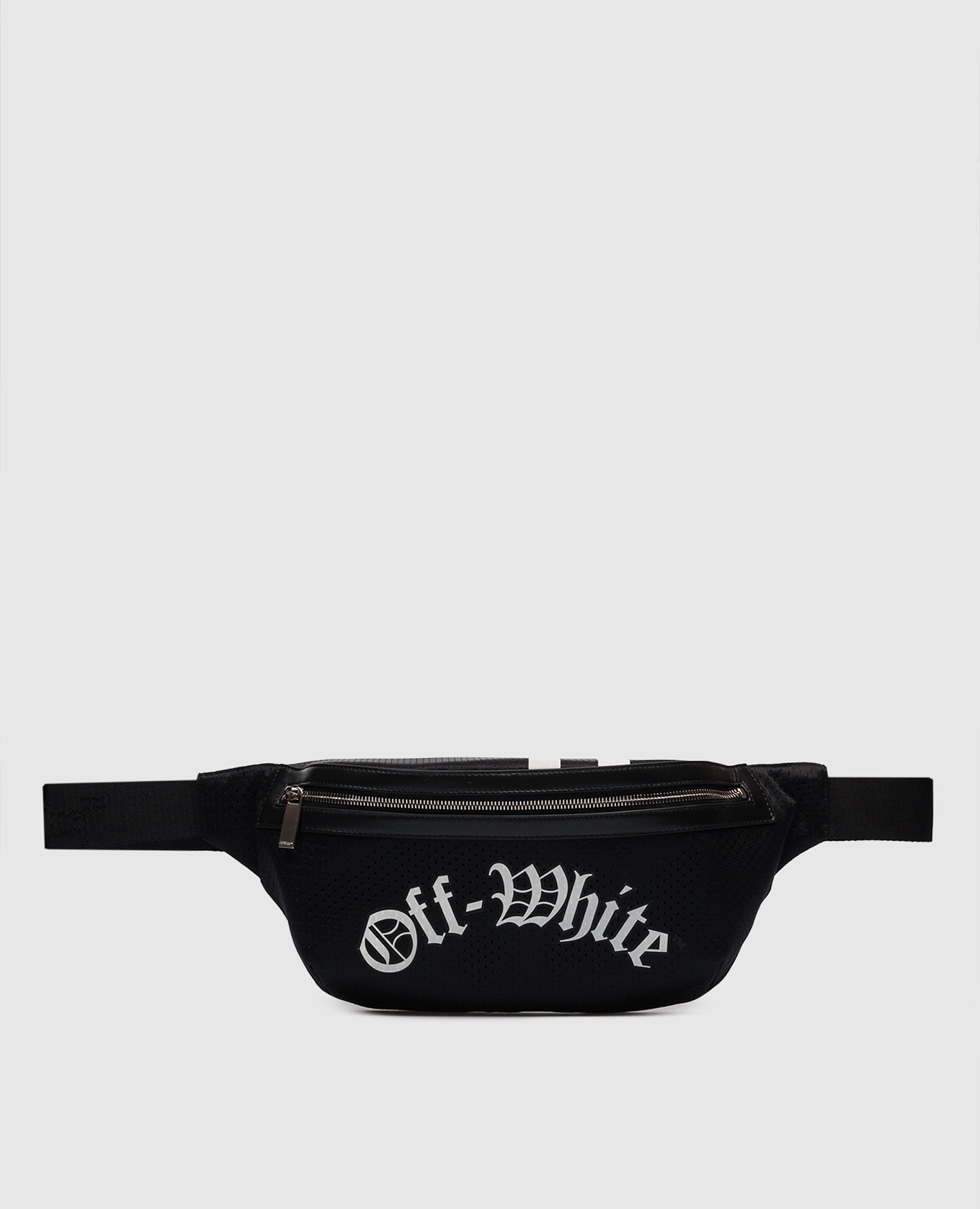 Black belt bag with logo print