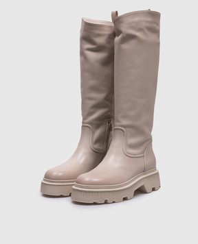Santoni Бежеві шкіряні чоботи з логотипом WSCW71108LAMTLGA