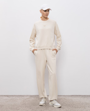 Woolrich Бежевий утеплений світшот з принтом логотипа CFWWSW2002FRUT3858