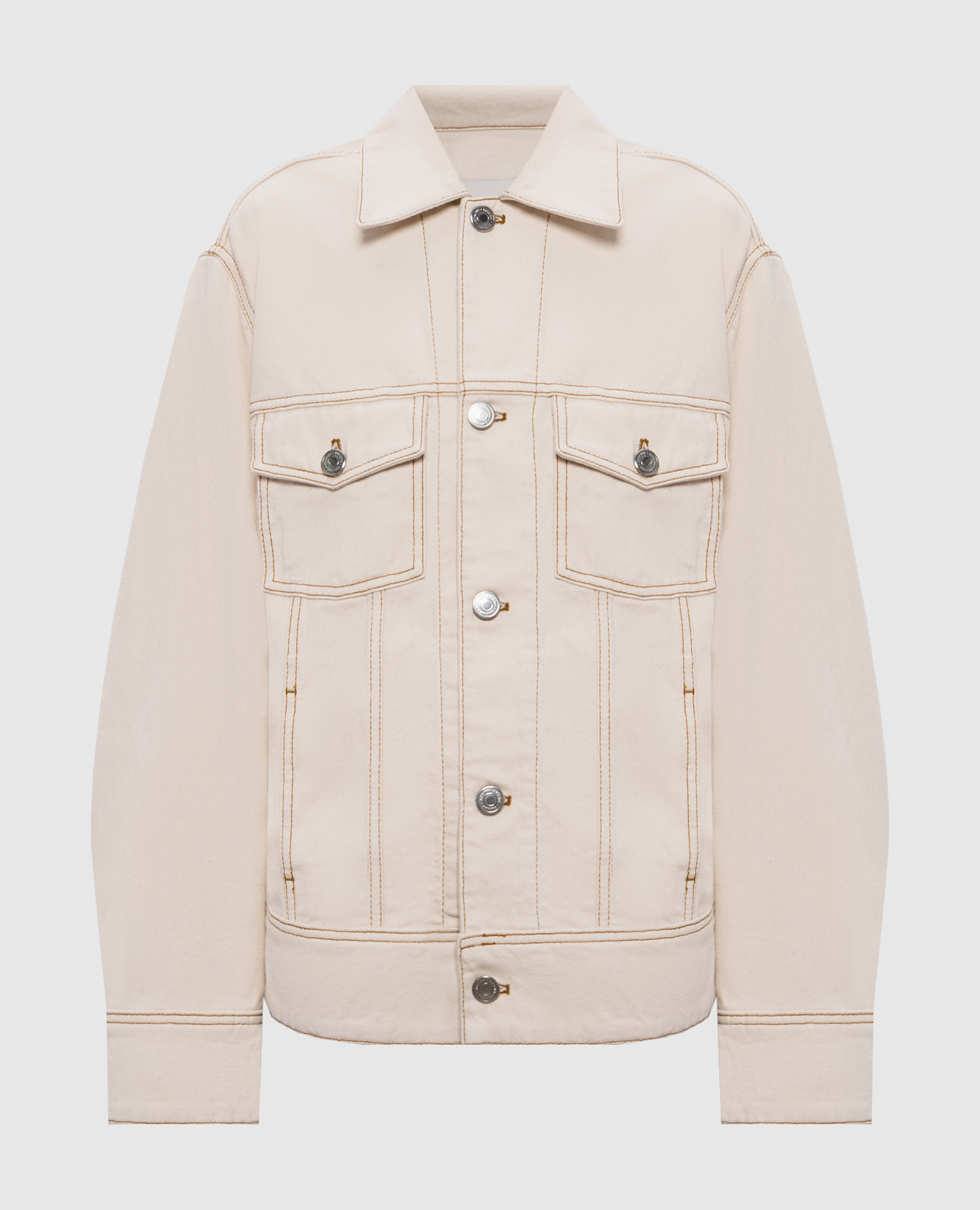 

Бежевая джинсовая куртка с логотипом, Бежевый, Джинсовые куртки