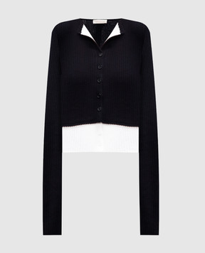 Twinset Черный кардиган двойной конструкции в рубчик 251TE3012