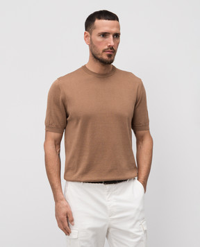 Cashmere&Whiskey Бежевая футболка с шелком и кашемиром FS03