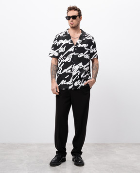 Balmain Черная рубашка в принт Love Letter EH1HN065VH47