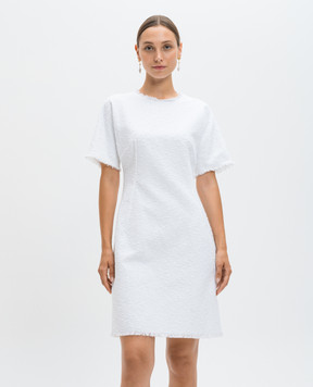 Dolce&Gabbana Белое твидовое платье мини с льном F6JJGTHUMT9