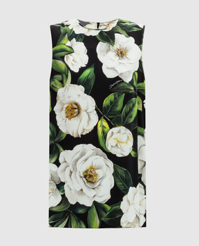 Dolce&Gabbana Черный топ из шелка в цветочный принт. F7AO3TFSA7F