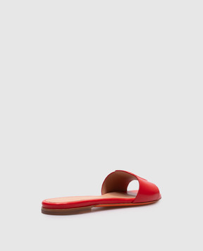 Santoni Красные кожаные шлепанцы с логотипом. WHPF71489HA1NKED