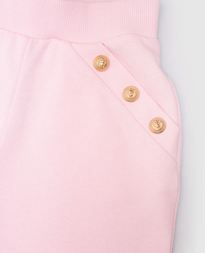 Balmain Детские розовые спортивные брюки с брендовыми заклепками. BW6A20Z0114