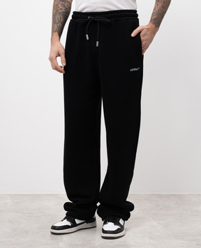 Off-White Черные спортивные брюки с контрастным принтом OMCH054S25FLE003