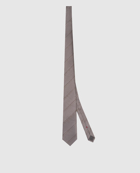 Brunello Cucinelli Серый галстук из шелка в полоску MI8840018
