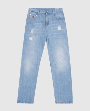 Brunello Cucinelli Детские голубые джинсы с прорехами B0Z37D304C