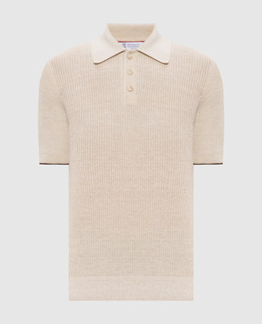 Brunello Cucinelli Бежевое поло с леном M2L707715