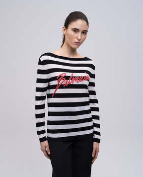 Balmain Джемпер з вовни мериноса в смужку EF0KJ030KI43