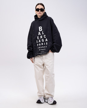 Balenciaga Черные худи с логотипом с прорехами 803265TRVU7