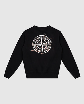 Stone Island Дитячий синій світшот з принтом емблеми логотипа K2S166100015S026868