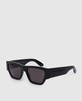 Alexander McQueen Чорні сонцезахисні окуляри Angled з логотипом 744510J0749