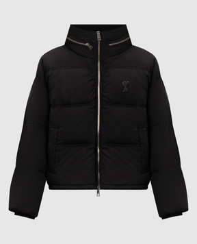 Ami Paris Черный пуховик с нашивкой логотипа HJK403PA0009