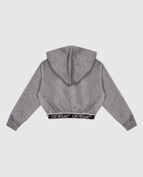Off-White Дитяче сіре худі з люрексом з візерунком логотипа OGBB005F24FLE001