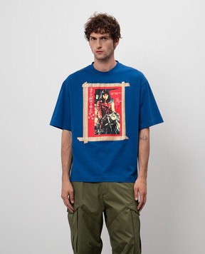 Off-White Синяя футболка с принтом OMAA120F24JER00K