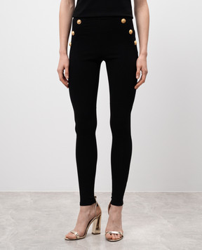 Balmain Чорні легінси з брендованими заклепками DF1OC036JH30