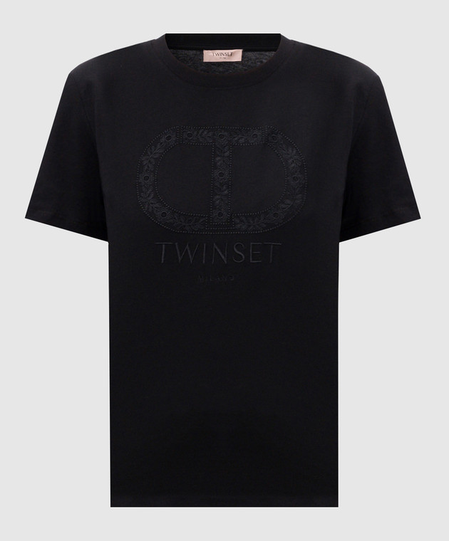 Twinset Черная футболка с вышивкой логотипа 251TP2072