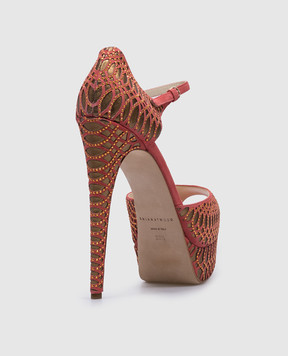 Brian Atwood Розовые кожаные туфли с кристаллами TRIBECA