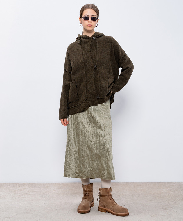 Masnada Зеленый кардиган из шерсти с капюшоном 77A07 изображение 2