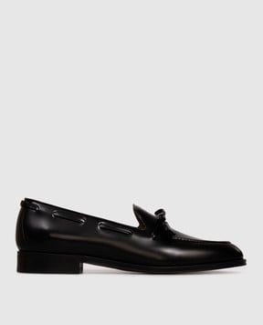 Valentino Чорні шкіряні глянцеві лофери Bowshire 7Y2S0L07CEE