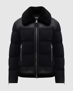 Mackage Черный пуховик ROBERT с кожаными вставками с мехом ROBERT