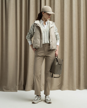 Brunello Cucinelli Бежеві штани з ланцюжком моніль MP126P8599